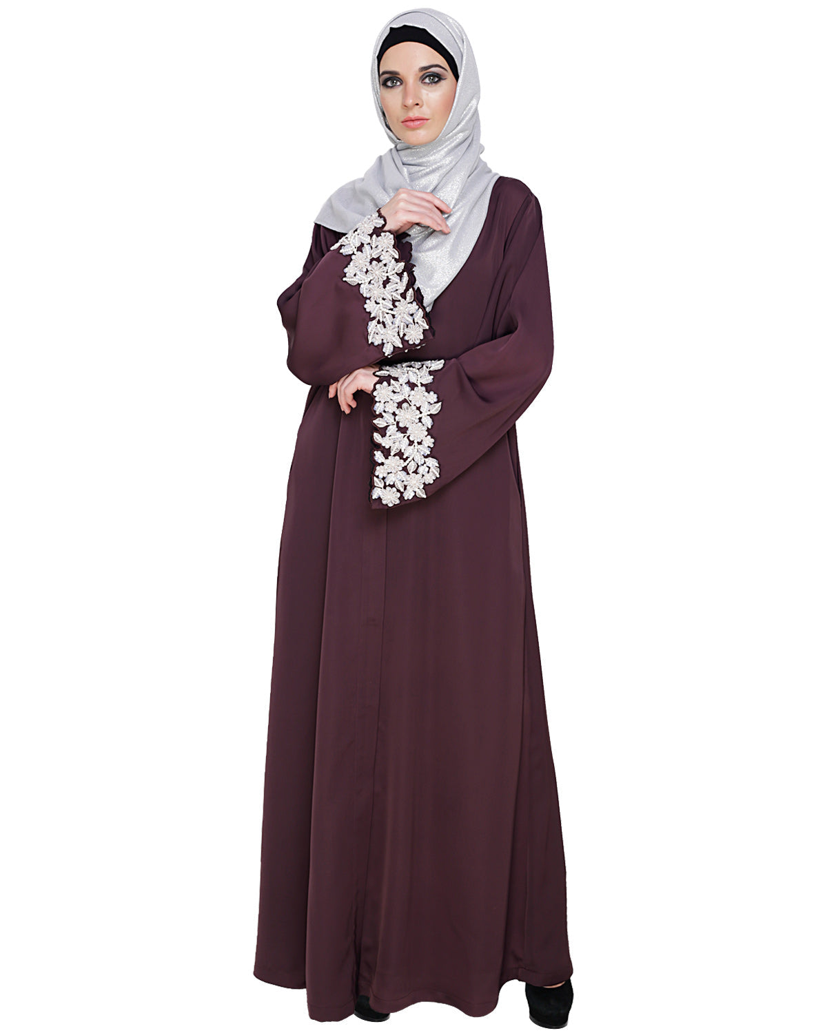 Dreamy Pearl Dubai Style Abaya Purple