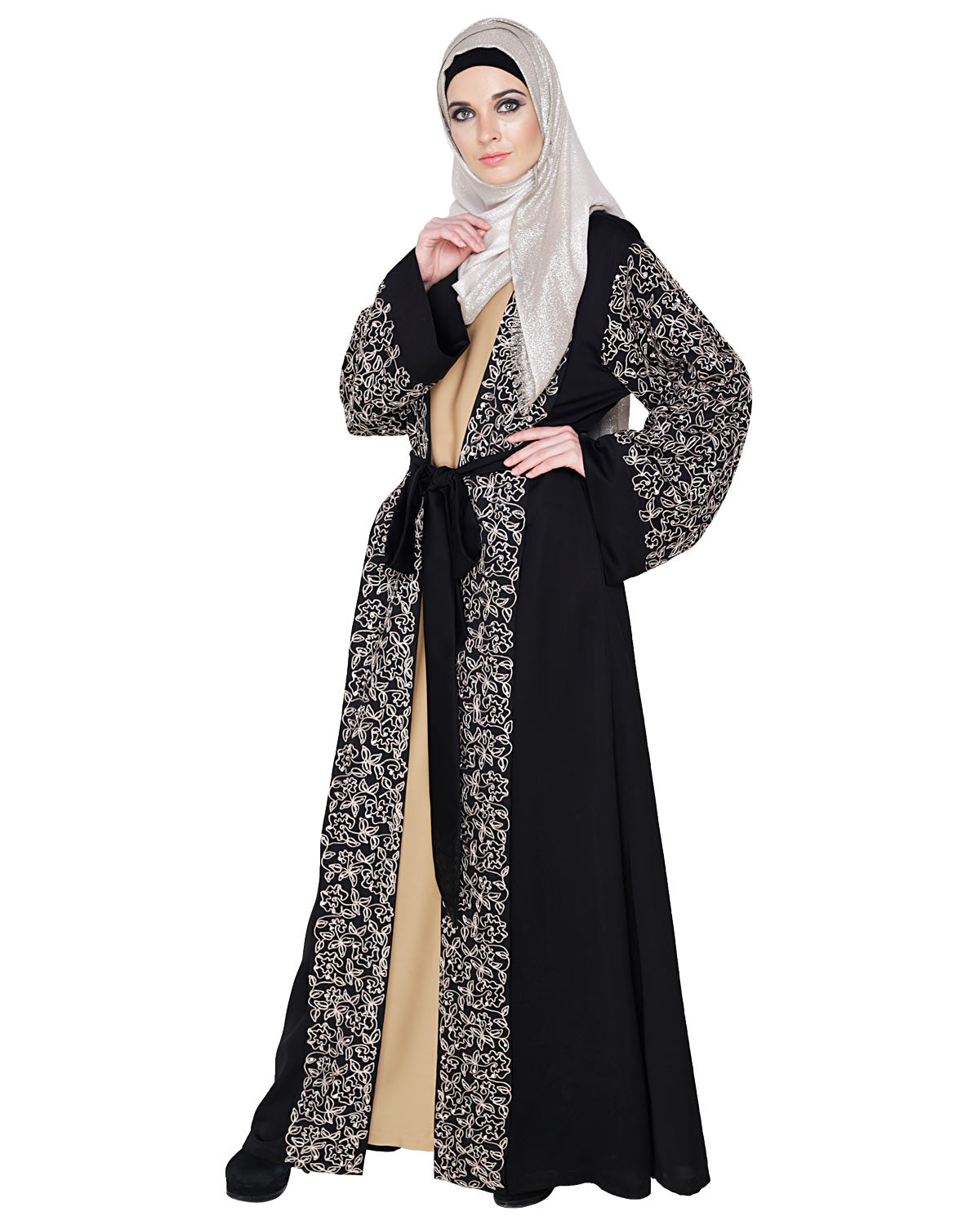 Luxury Dubai Style abaya Black