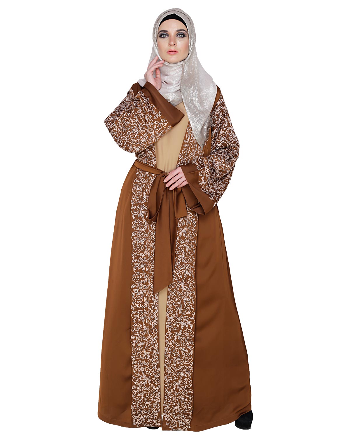 Luxury Dubai Style abaya Brown