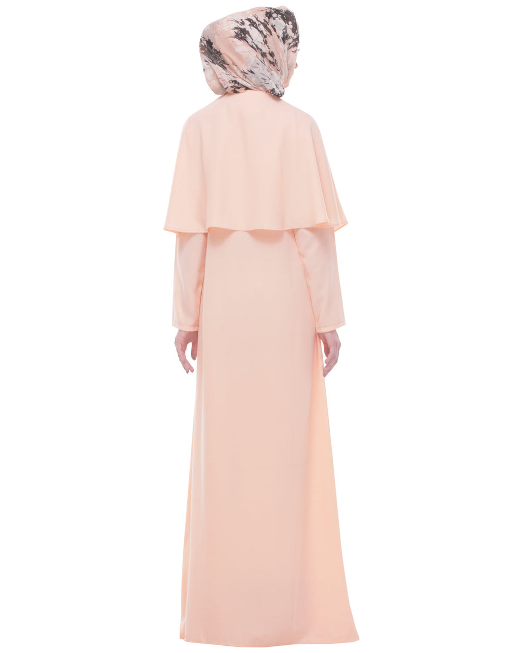 Soft Peach Caped Abaya Peach
