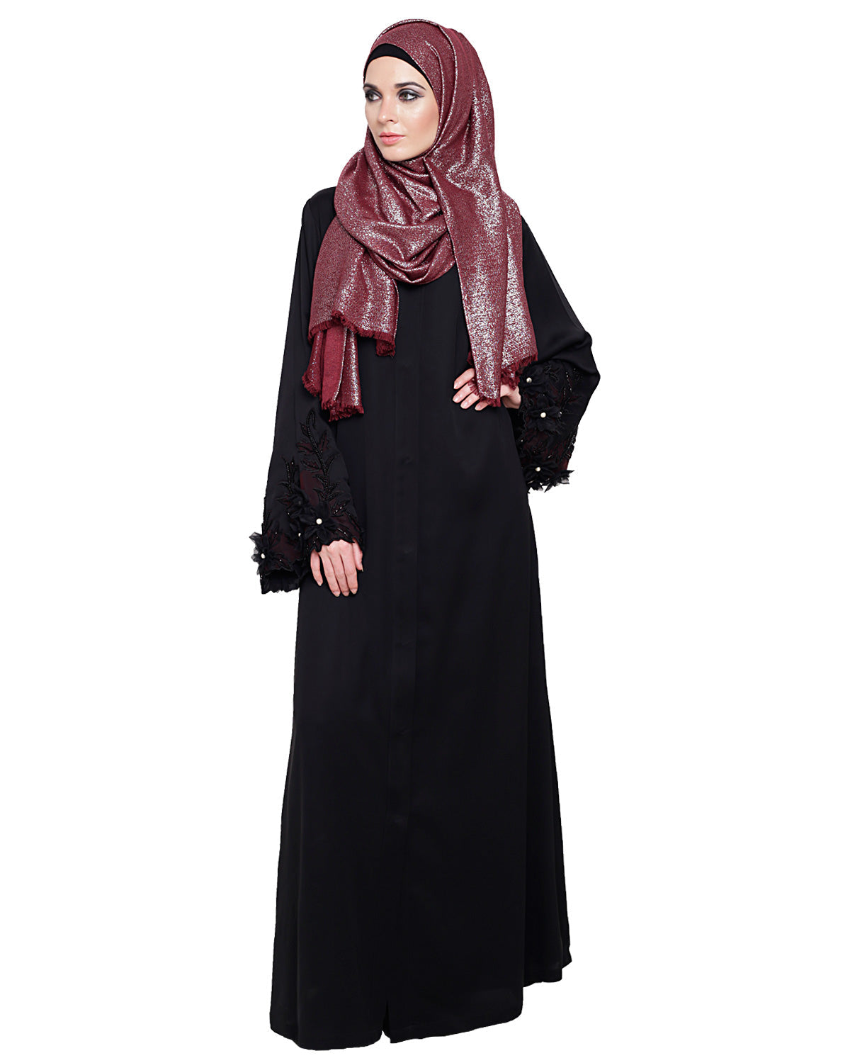 Majestic Dubai style Abaya Black