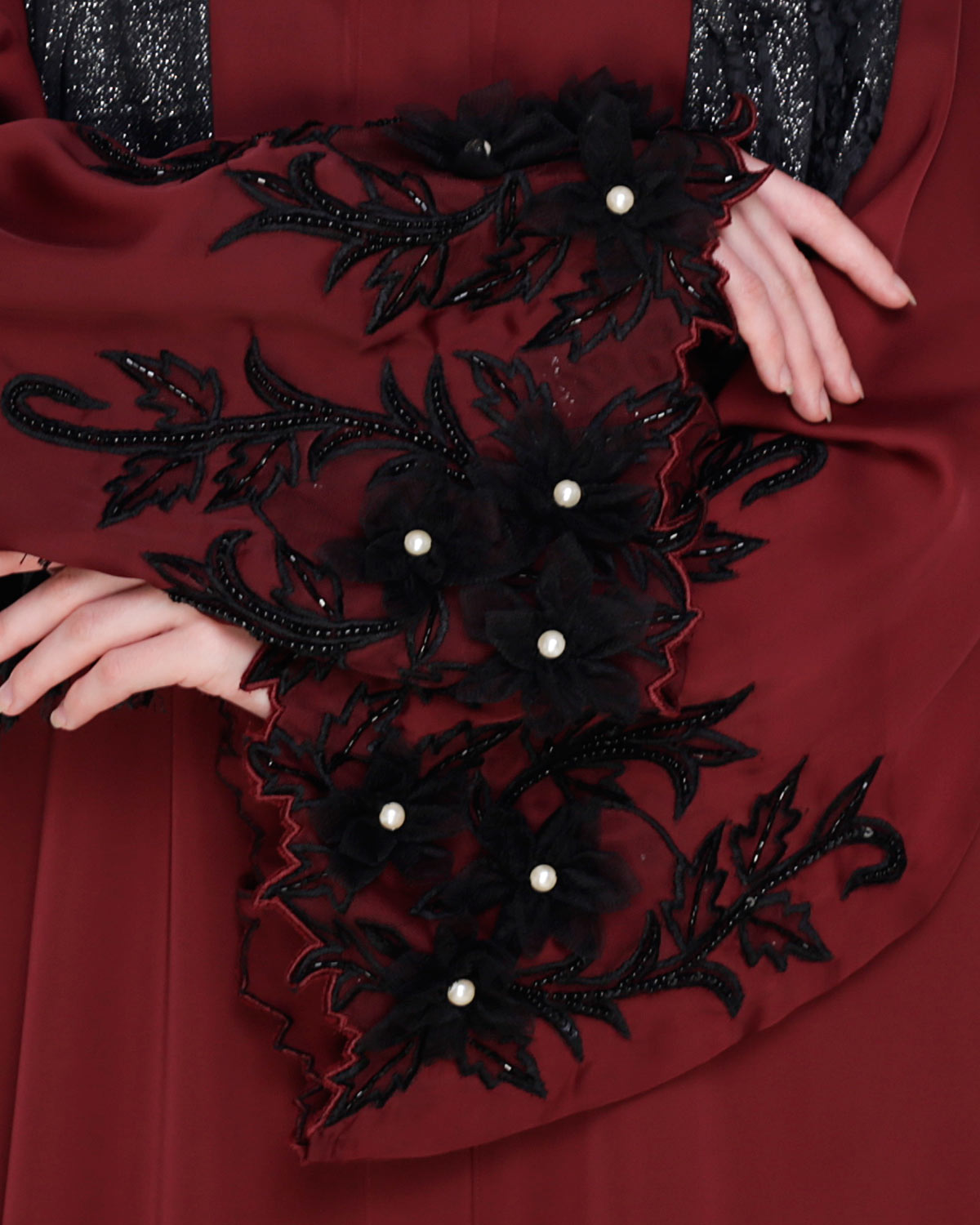Majestic Dubai style Abaya Burgundy