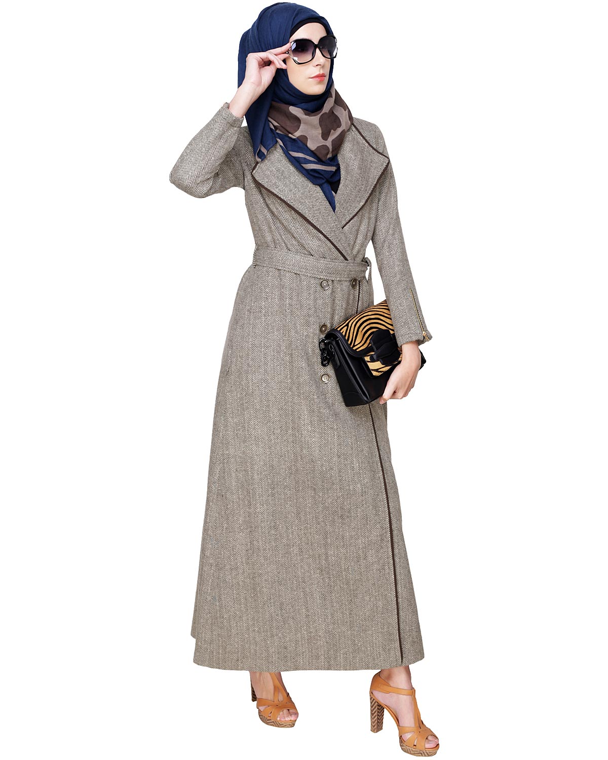 Seaweed Jacket/Coat Abaya Cream Brown