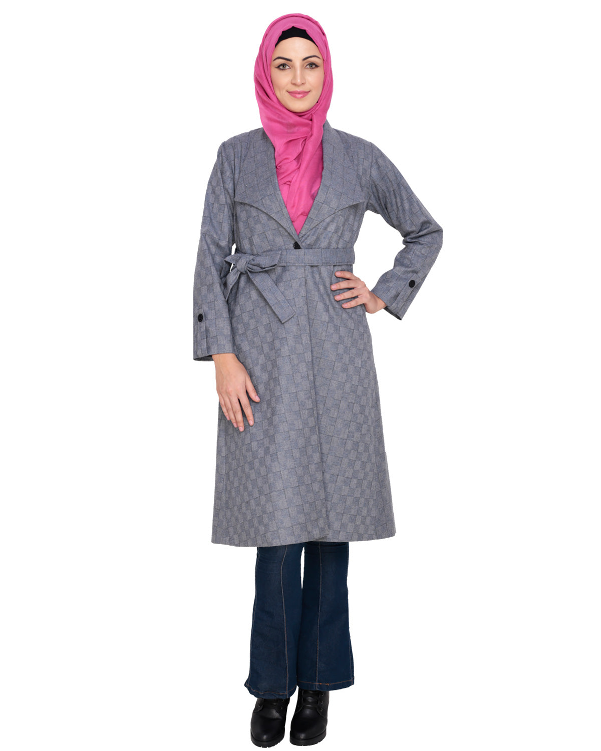 Grey Shalw Collar Single Button coat Grey