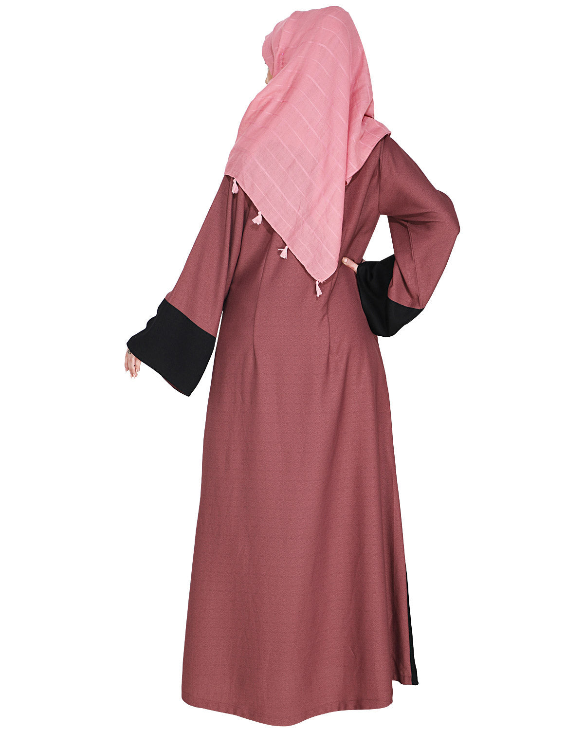 Elegant Floral Onion Pink Abaya Onion Pink