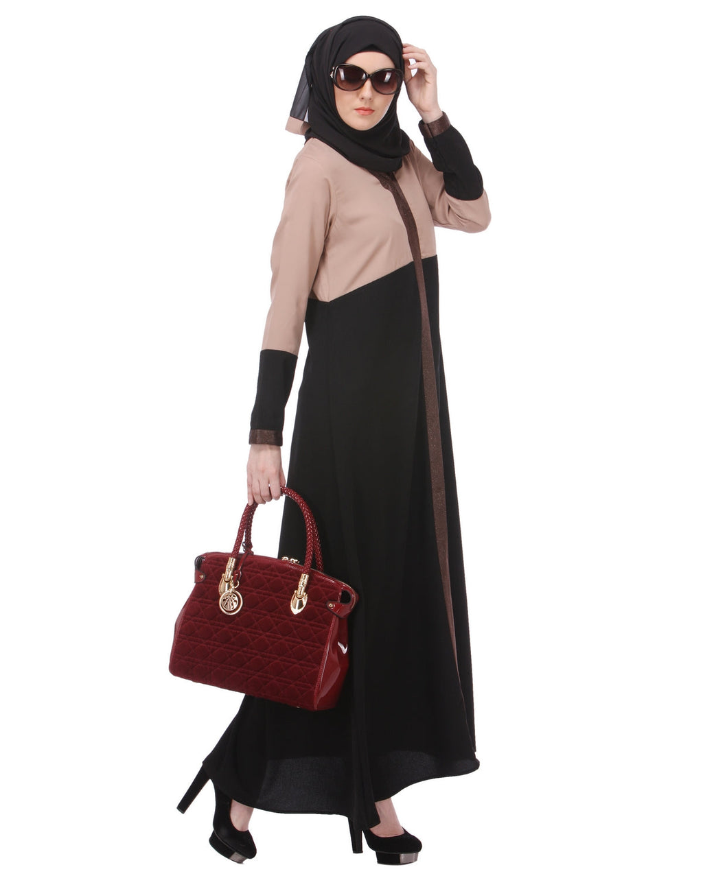 Casual Black & Beige Abaya Black & Beige