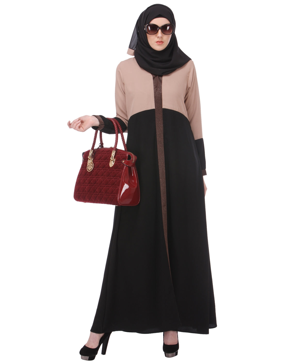 Casual Black & Beige Abaya Black & Beige