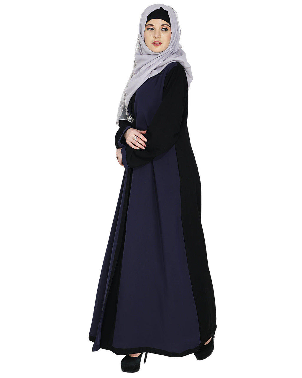 Layered Maxi Dress Abaya Blue