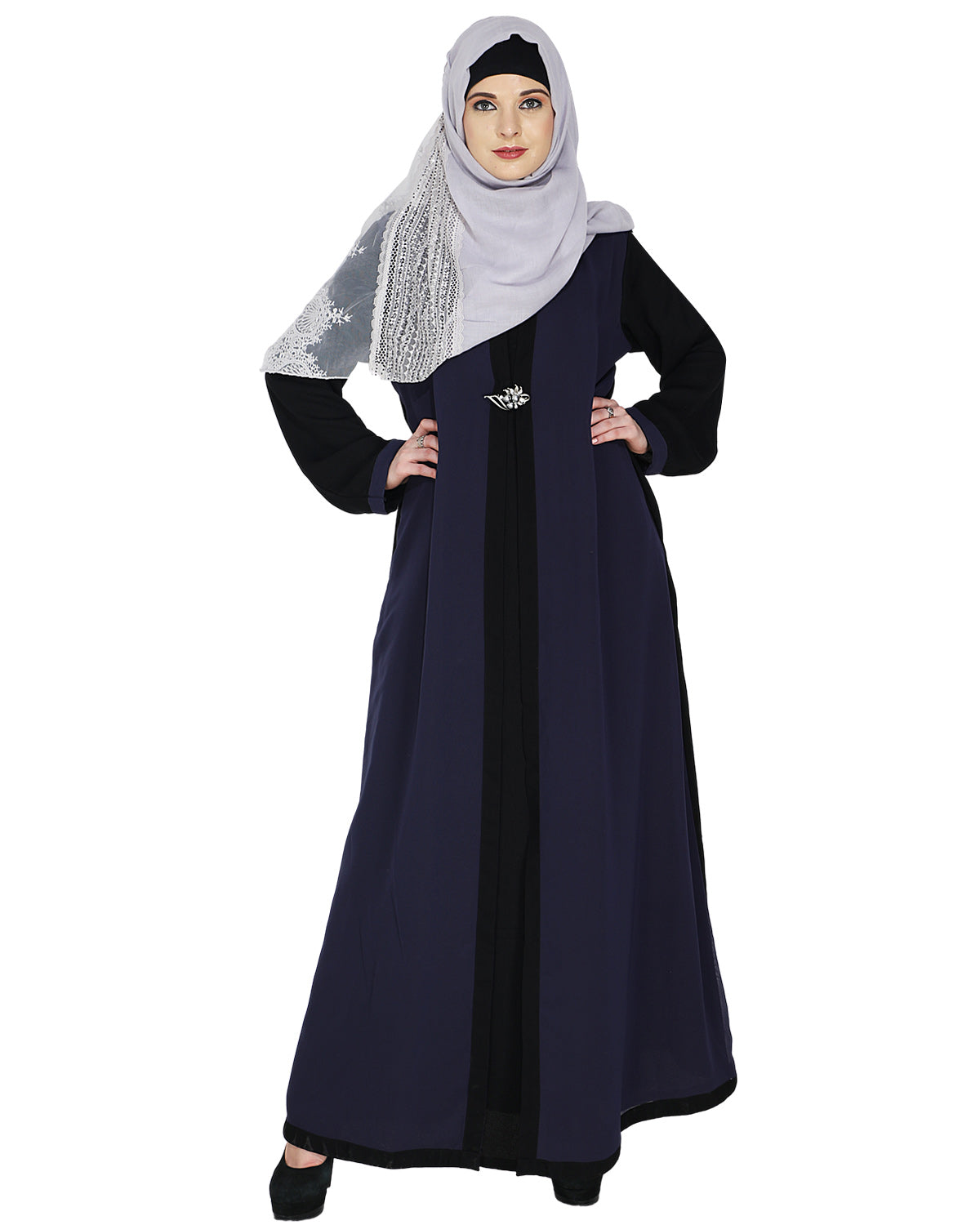 Layered Maxi Dress Abaya Blue