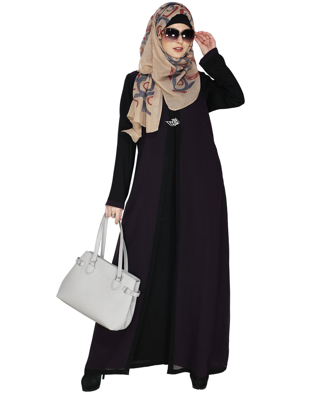 Layered Maxi Dress Abaya Purple