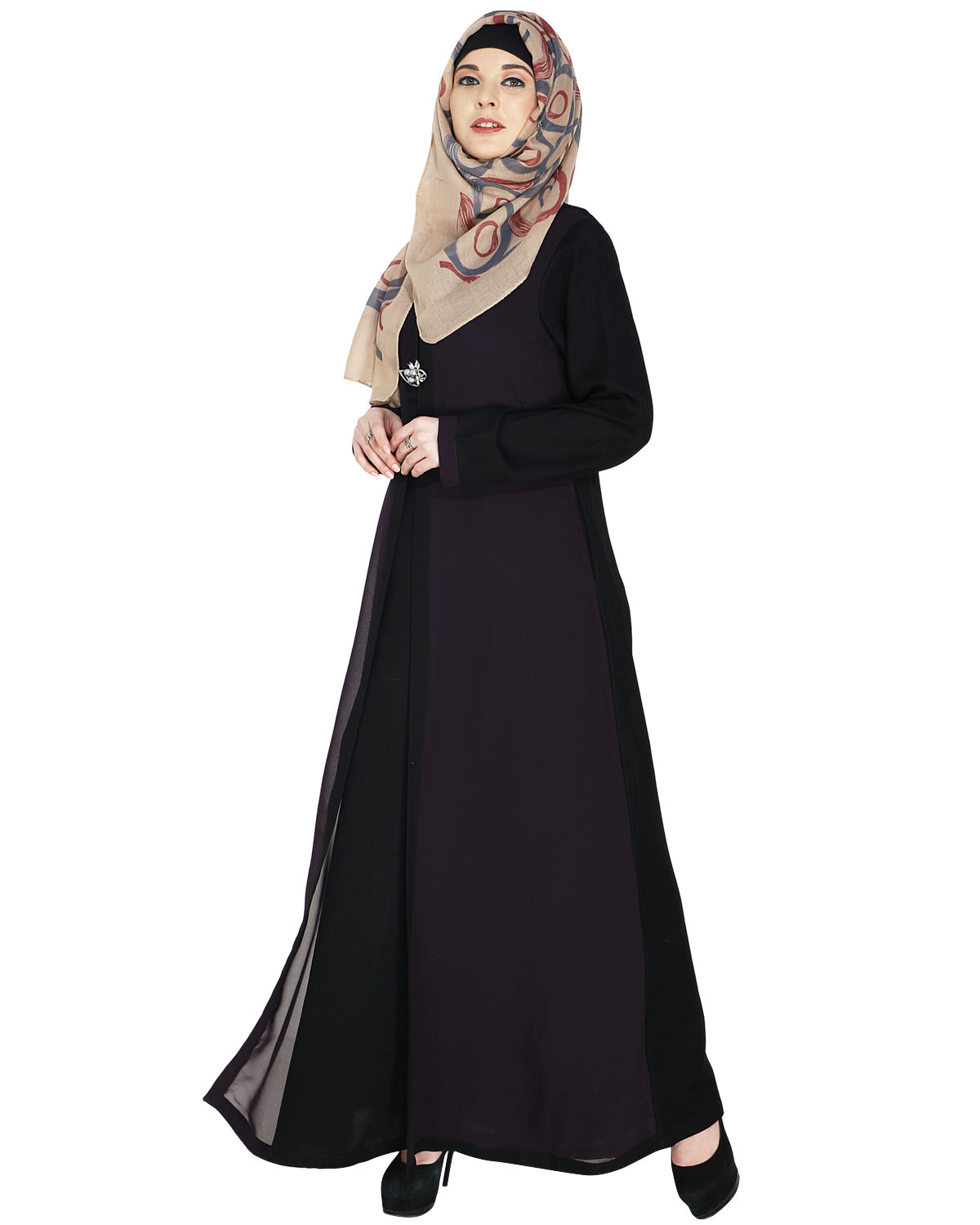 Layered Maxi Dress Abaya Purple