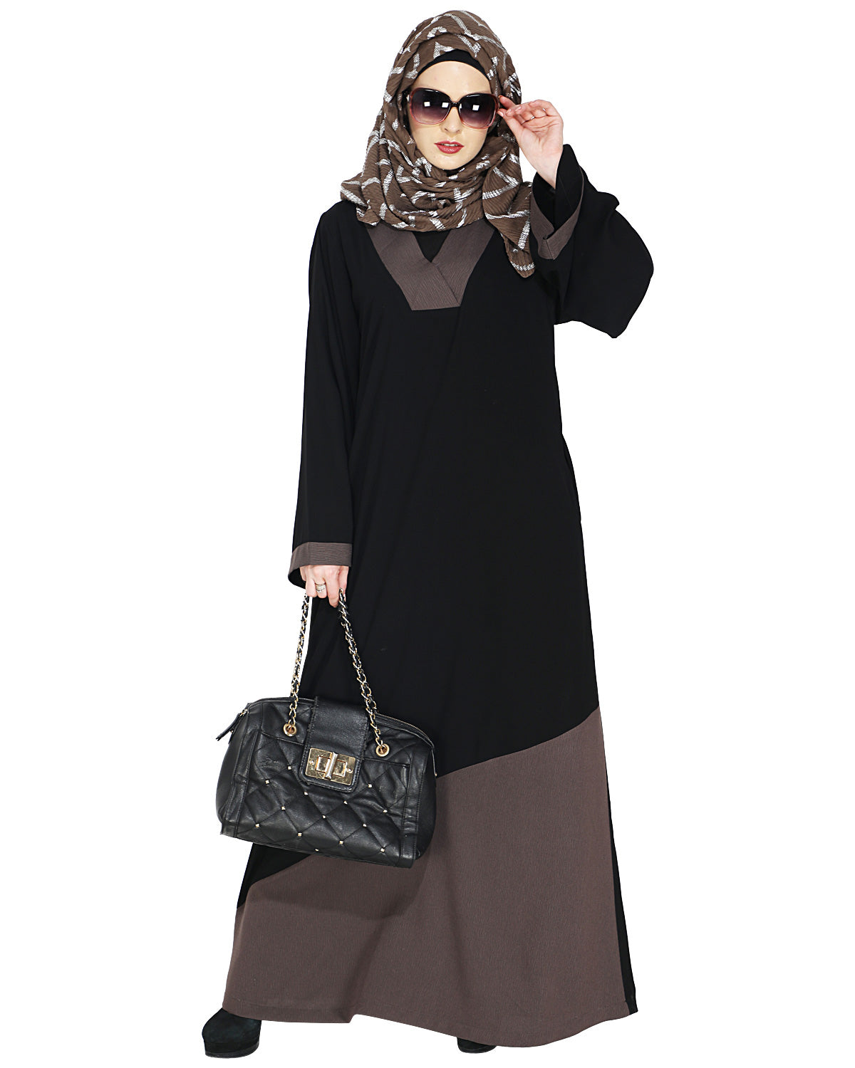 Casual Highlighted Abaya Brown