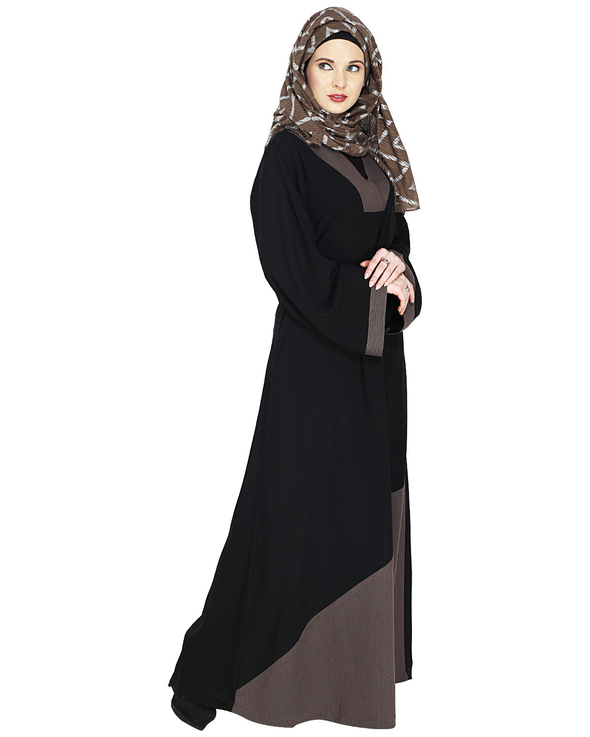 Casual Highlighted Abaya Brown