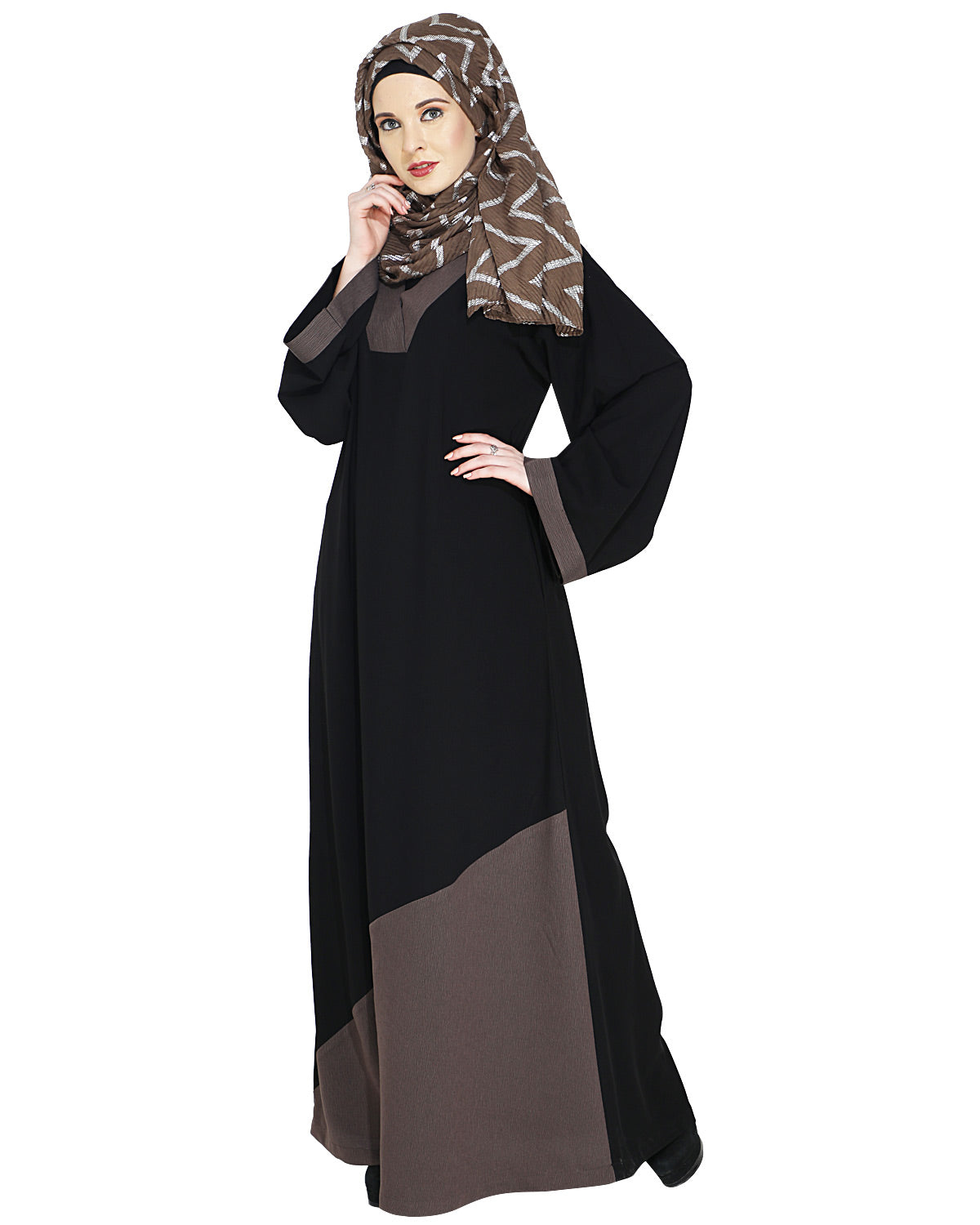 Casual Highlighted Abaya Brown