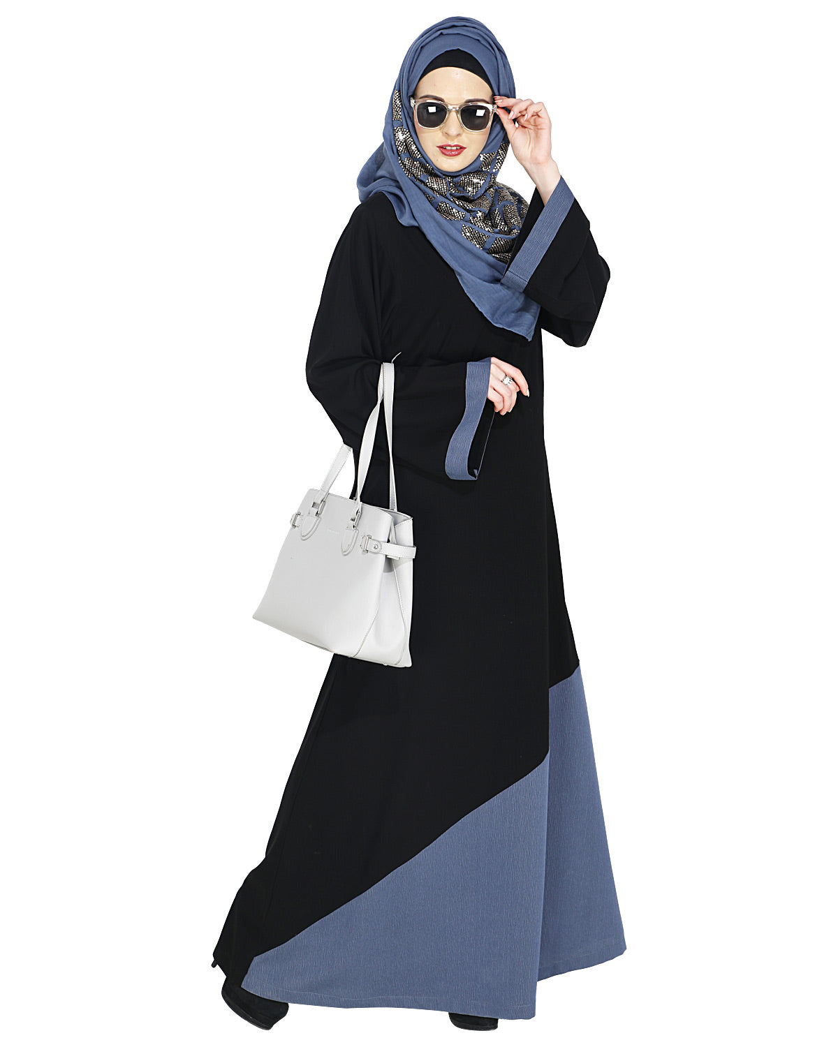Casual Highlighted Abaya Steel Blue