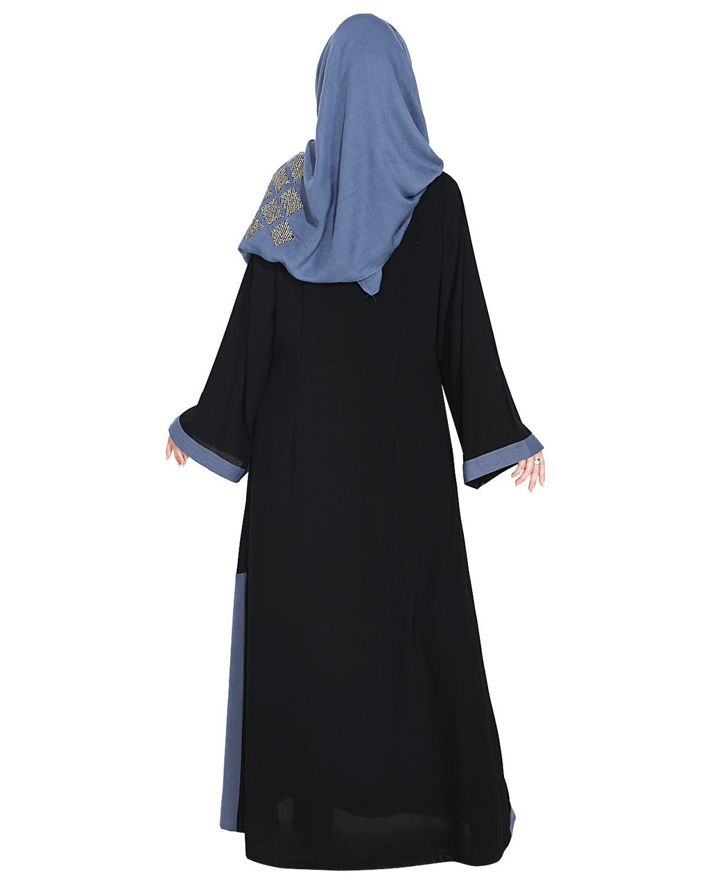 Casual Highlighted Abaya Steel Blue