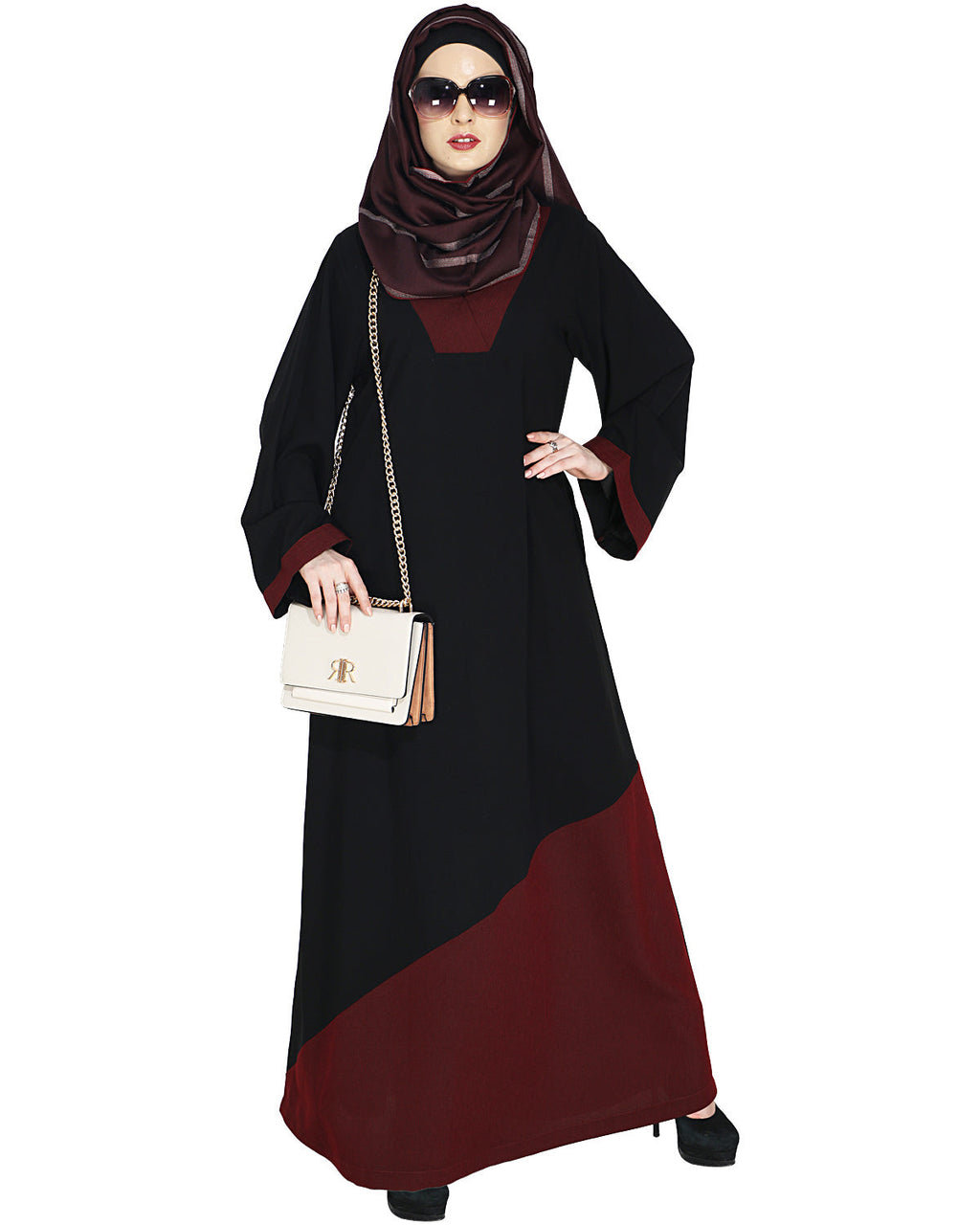 Casual Highlighted Abaya Wine