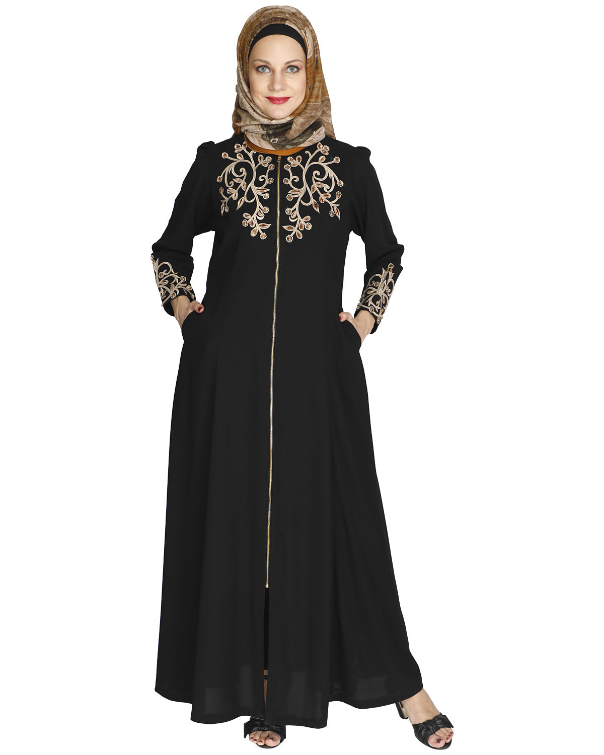 Feather Shot Abaya Black