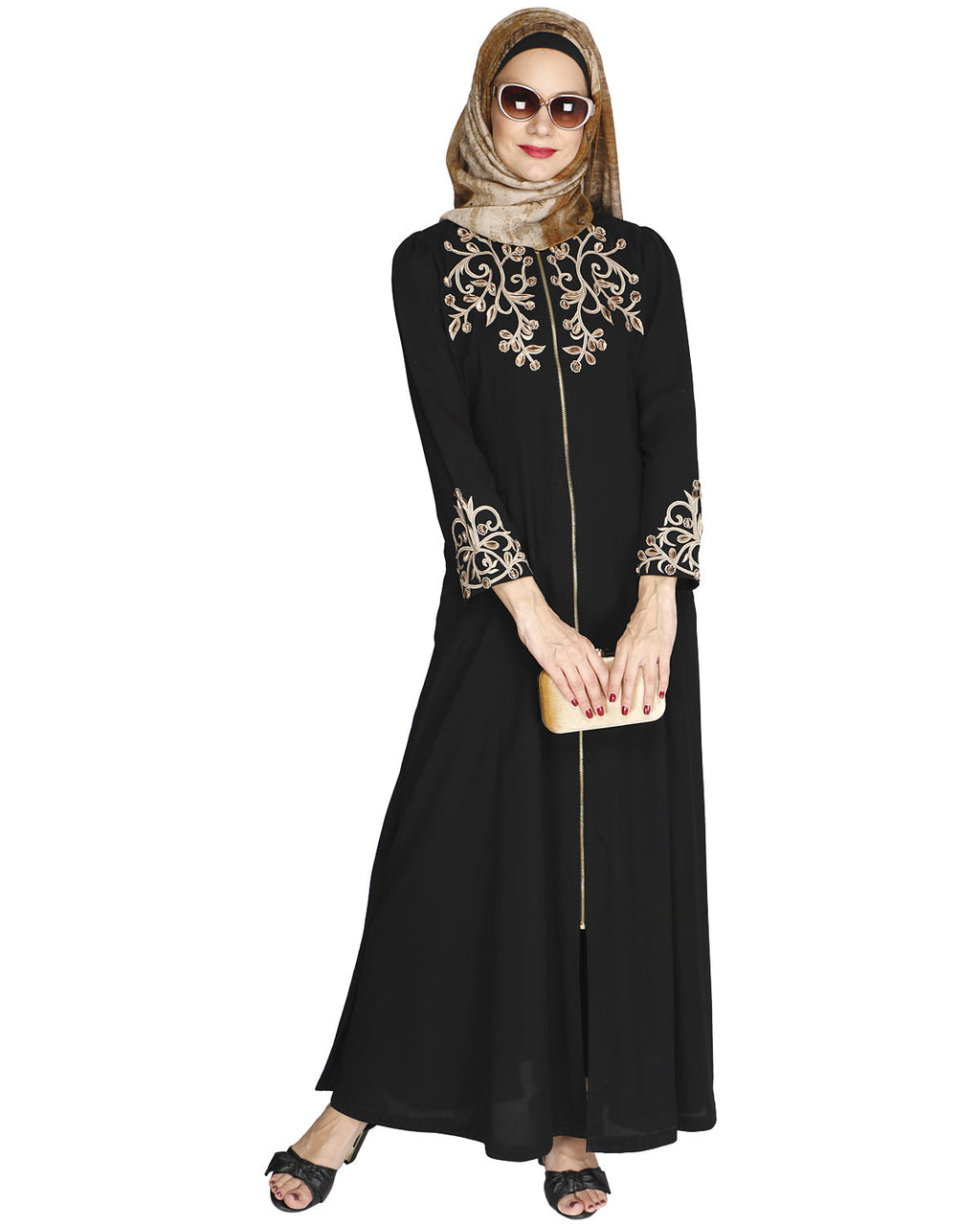Feather Shot Abaya Black