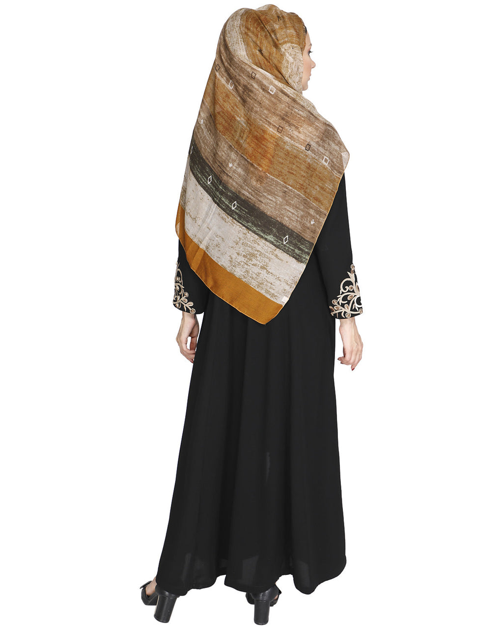Feather Shot Abaya Black