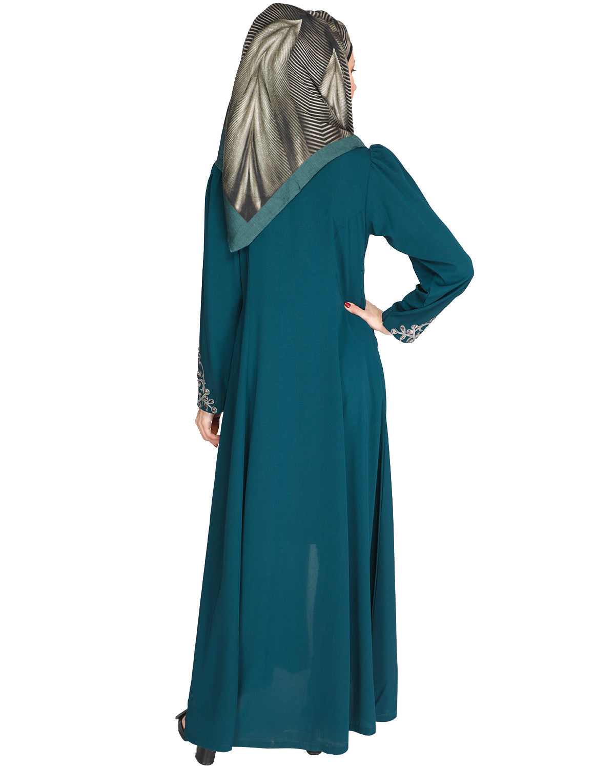 Feather Shot Abaya Bottle Green