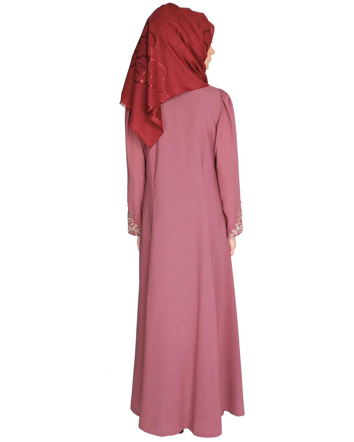 Feather Shot Abaya Onion Pink