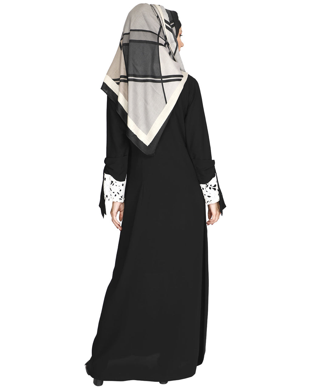 Lace & Bow Detailed Abaya Black
