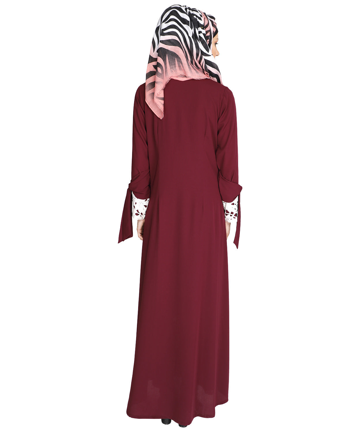 Lace & Bow Detailed Abaya Purple