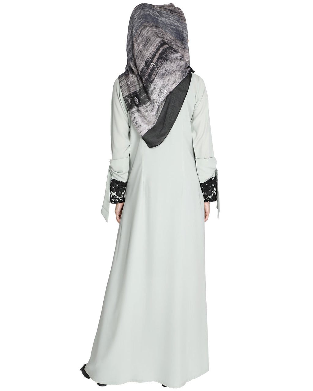 Lace & Bow Detailed Abaya Sage Green