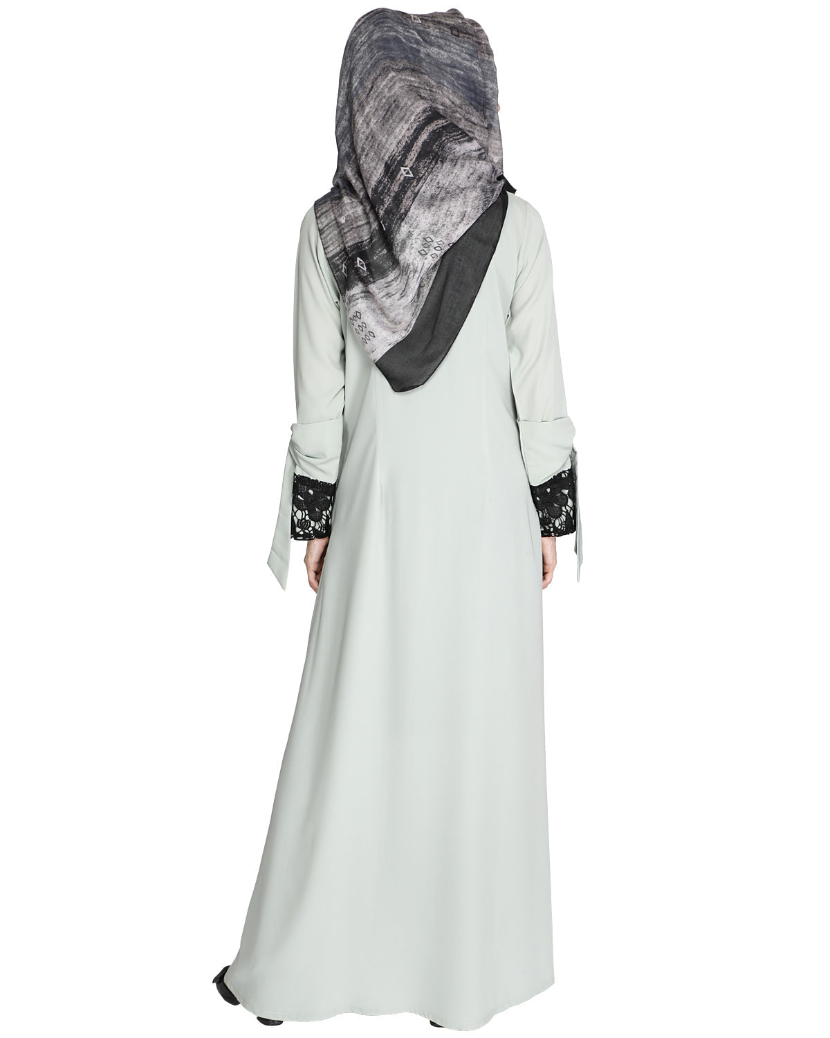 Lace & Bow Detailed Abaya Sage Green
