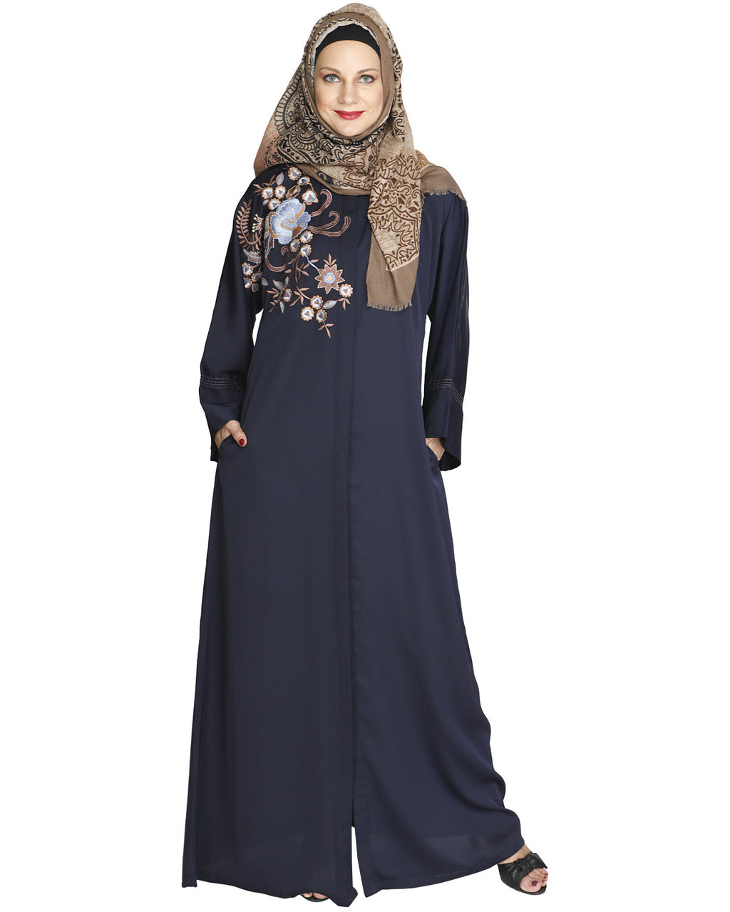 Daisy Drill Abaya Dark Blue