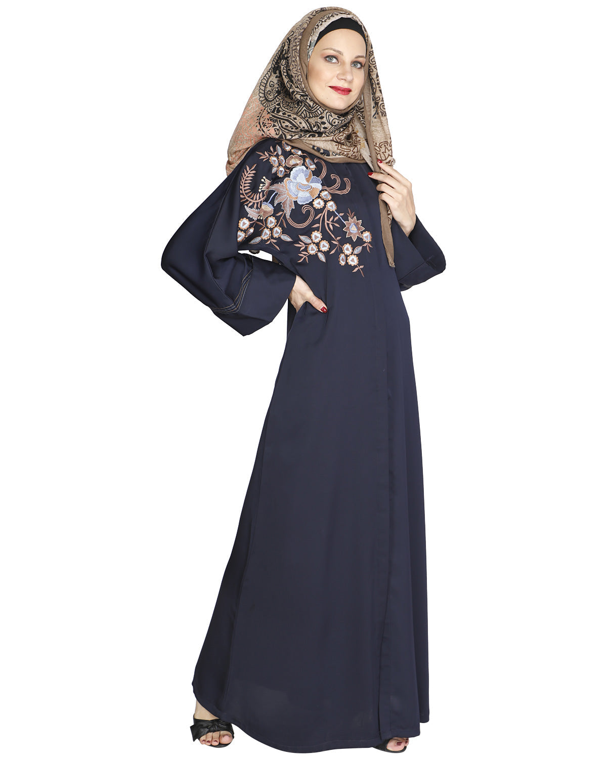 Daisy Drill Abaya Dark Blue