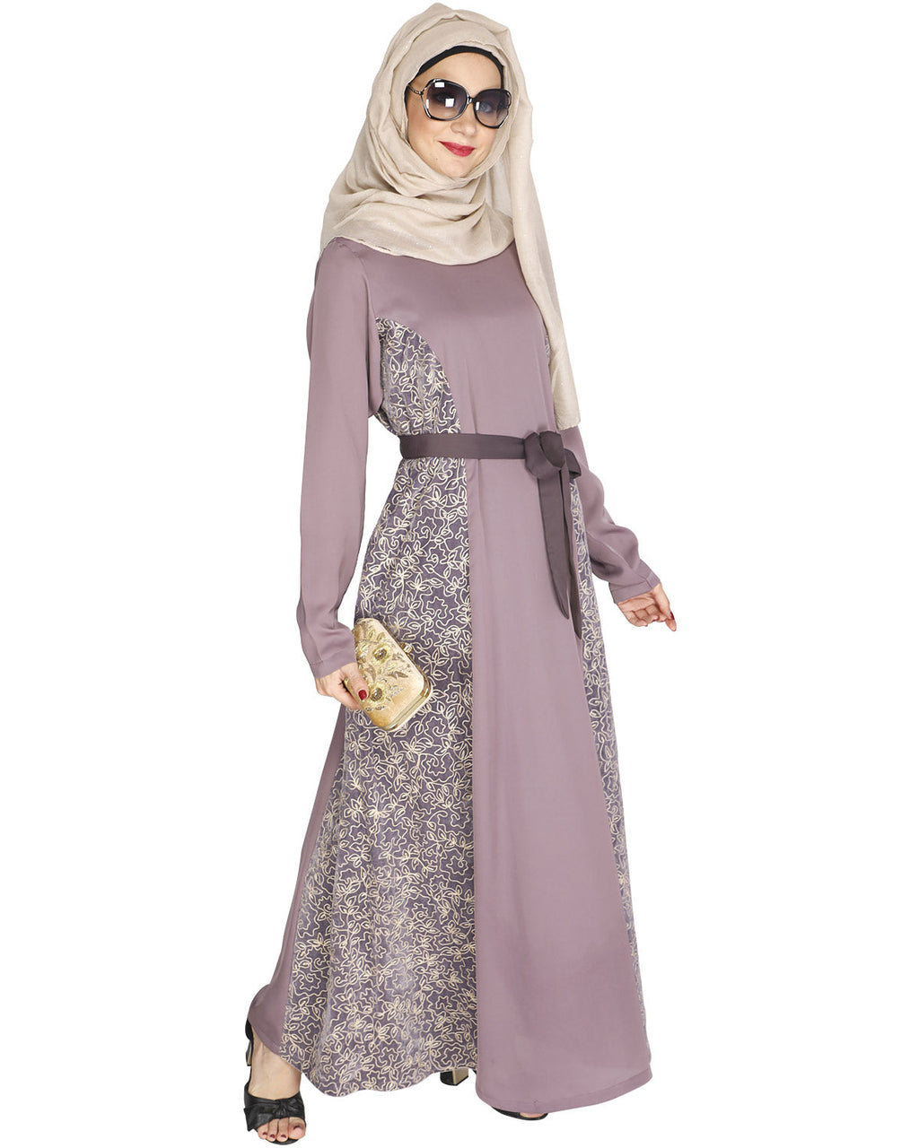 Opulent Velt Abaya Purple