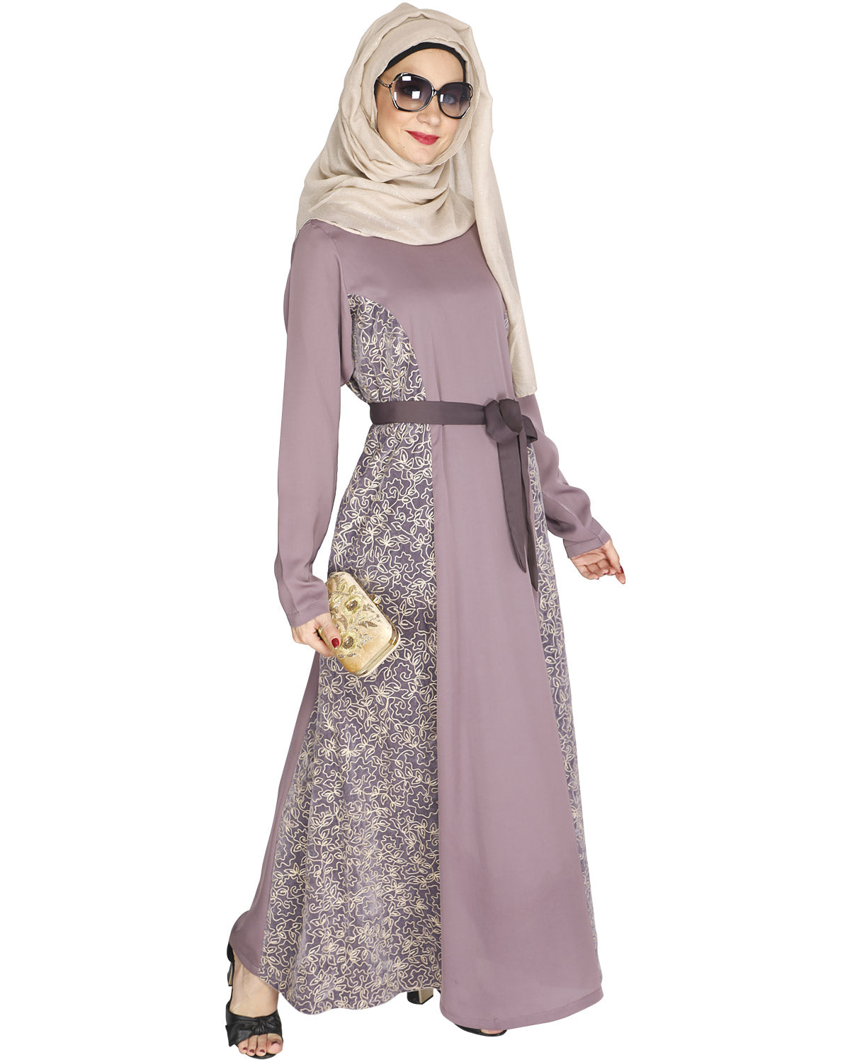 Opulent Velt Abaya Purple