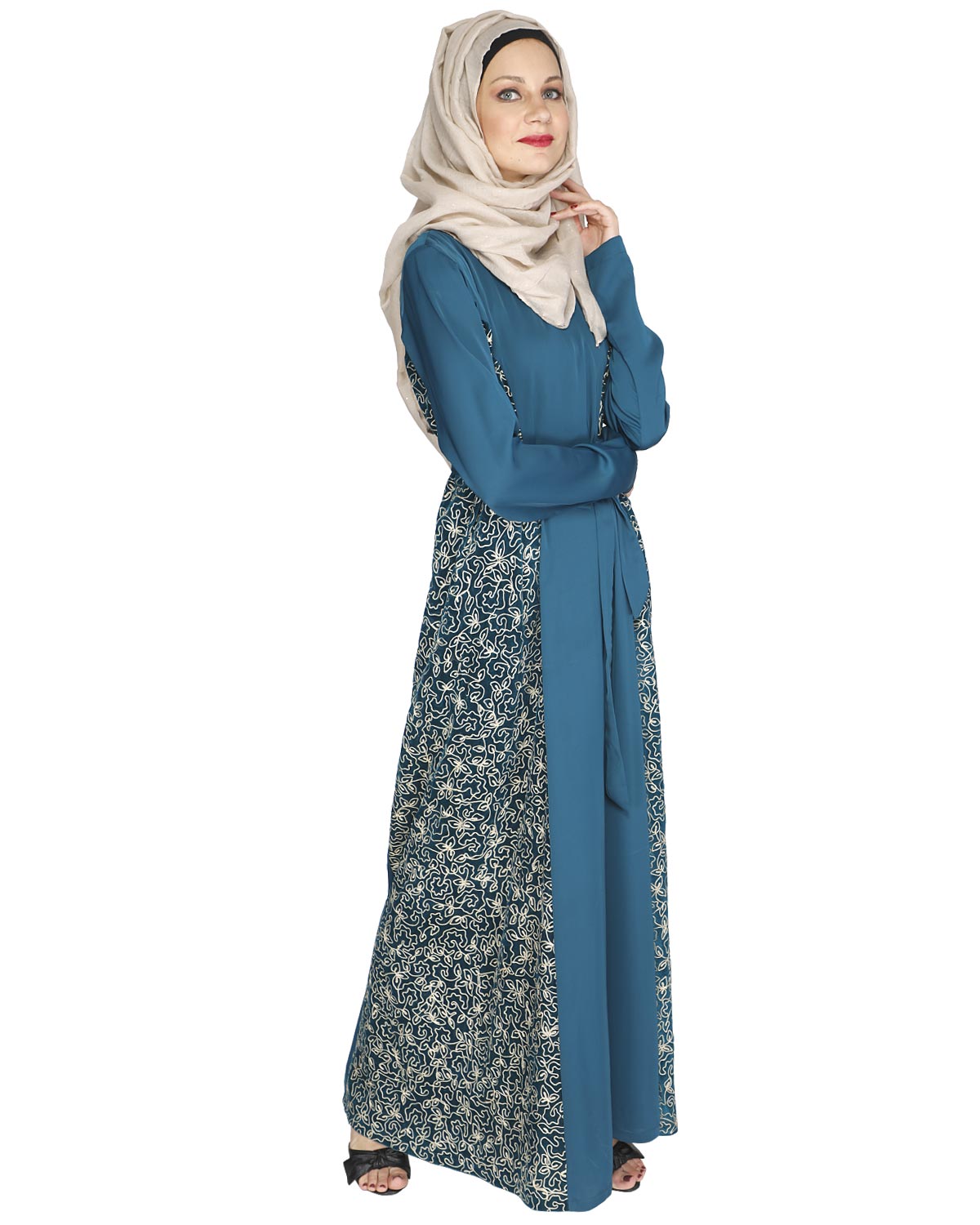 Opulent Velt Abaya Green