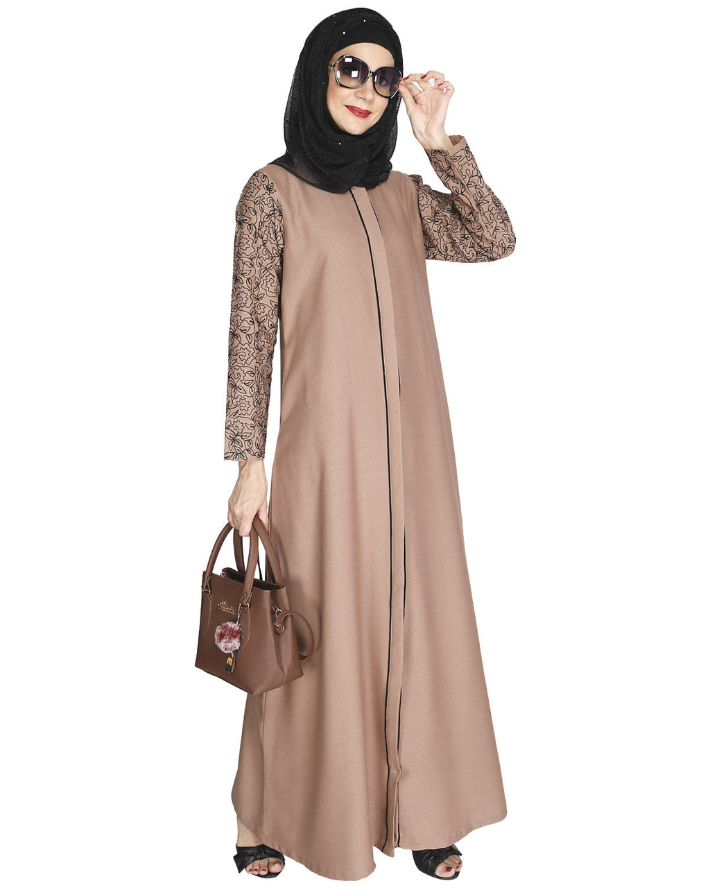 Role Down Abaya Beige