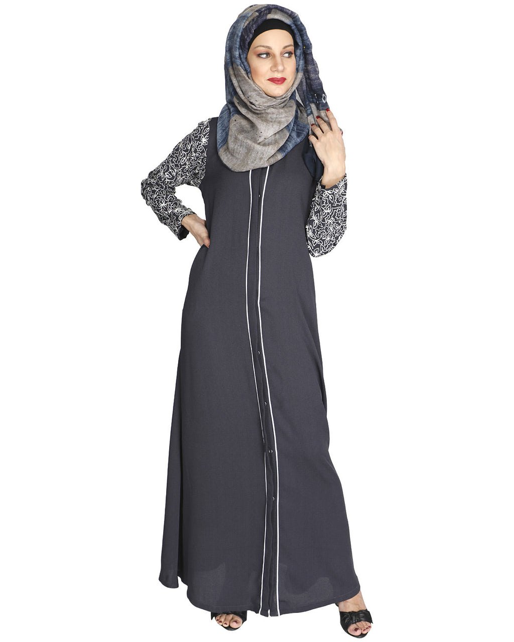 Role Down Abaya Grey