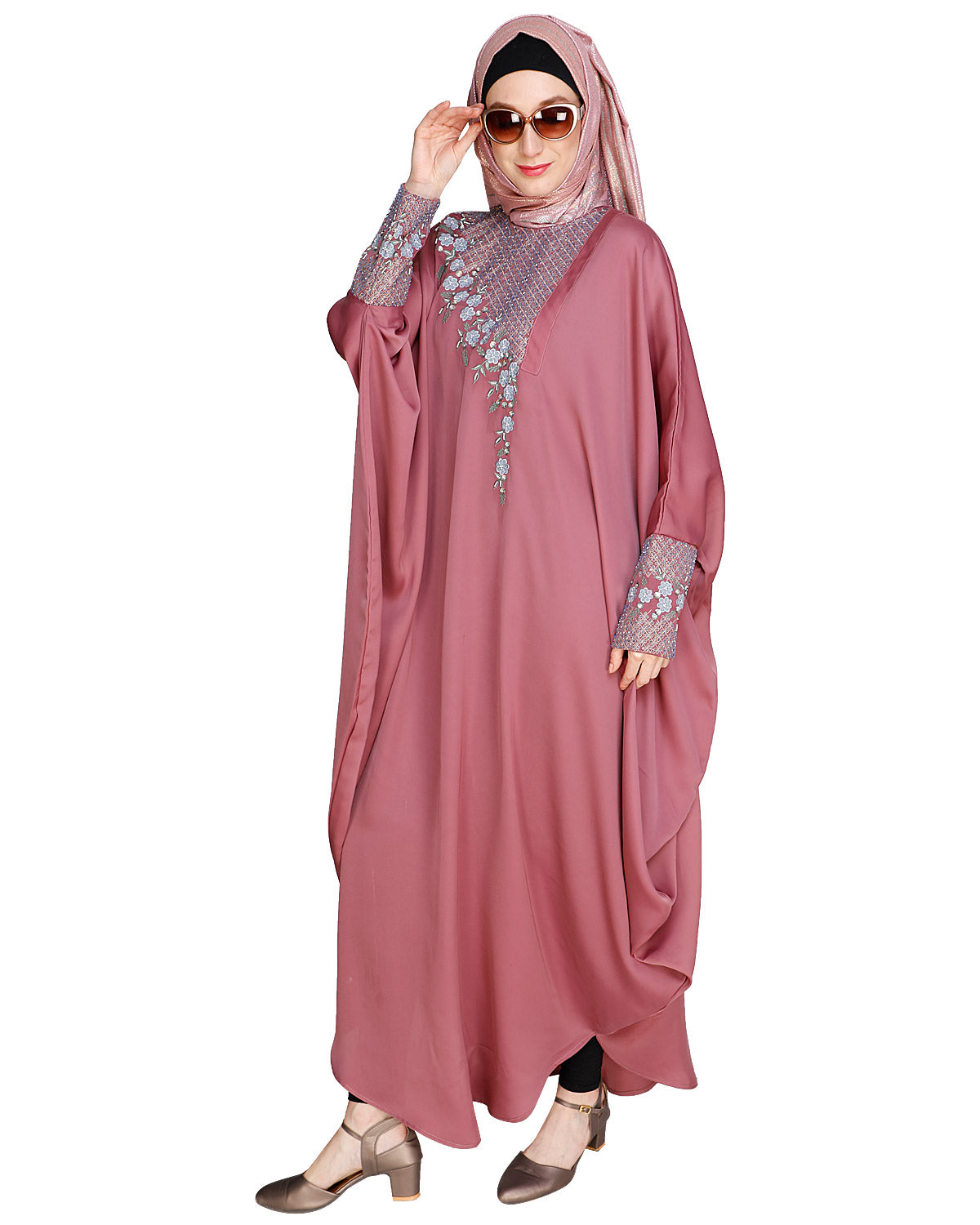 Luxury Grey Kaftan Onion Pink
