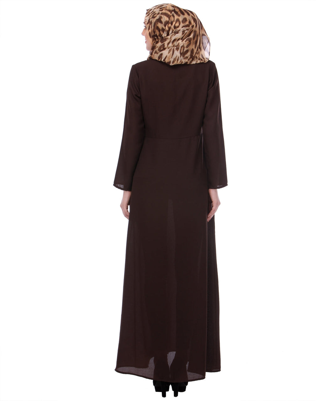 Zipped Brown Formal wear Abaya Brown