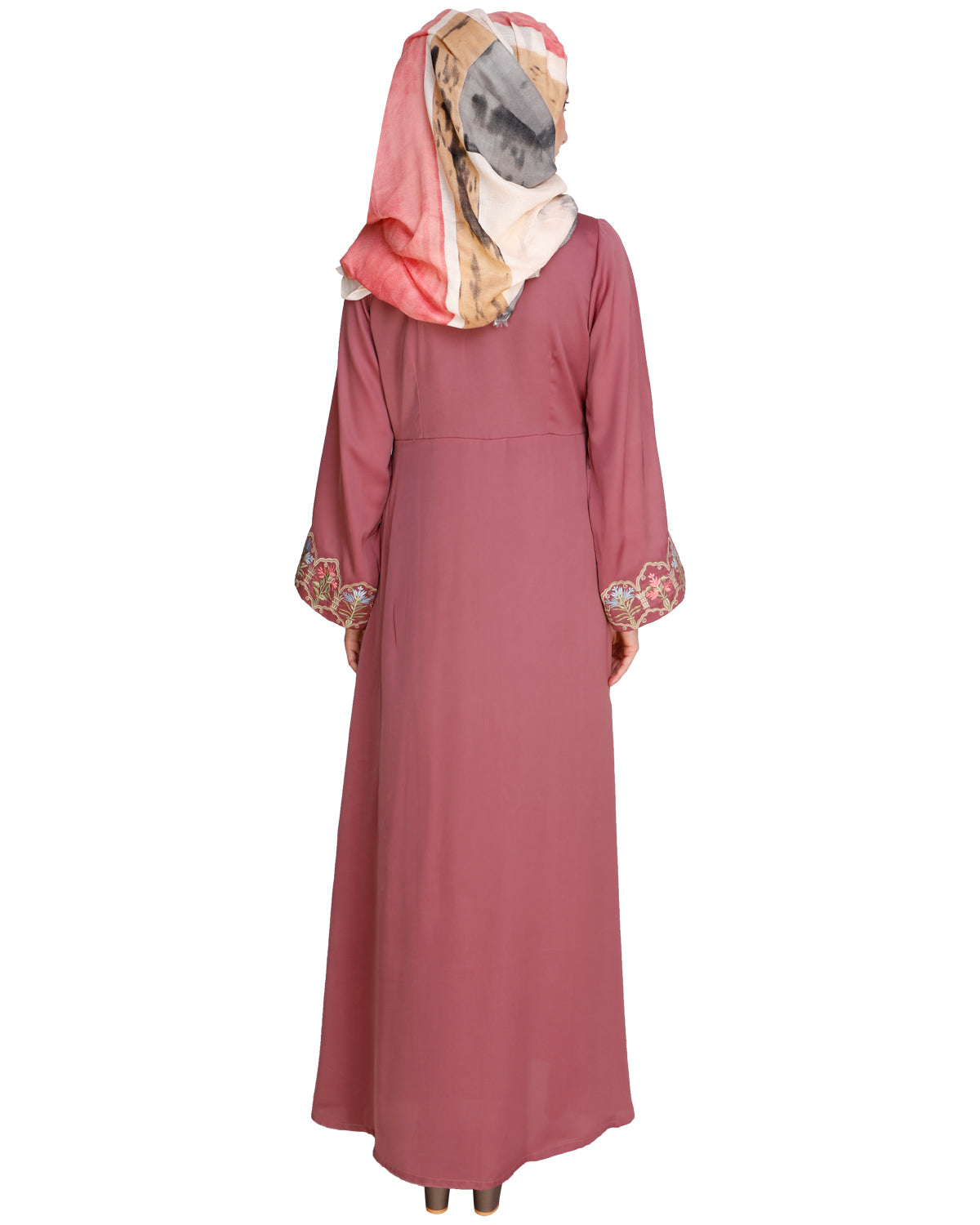 Majorelle Floral Pleated Abaya Onion Pink