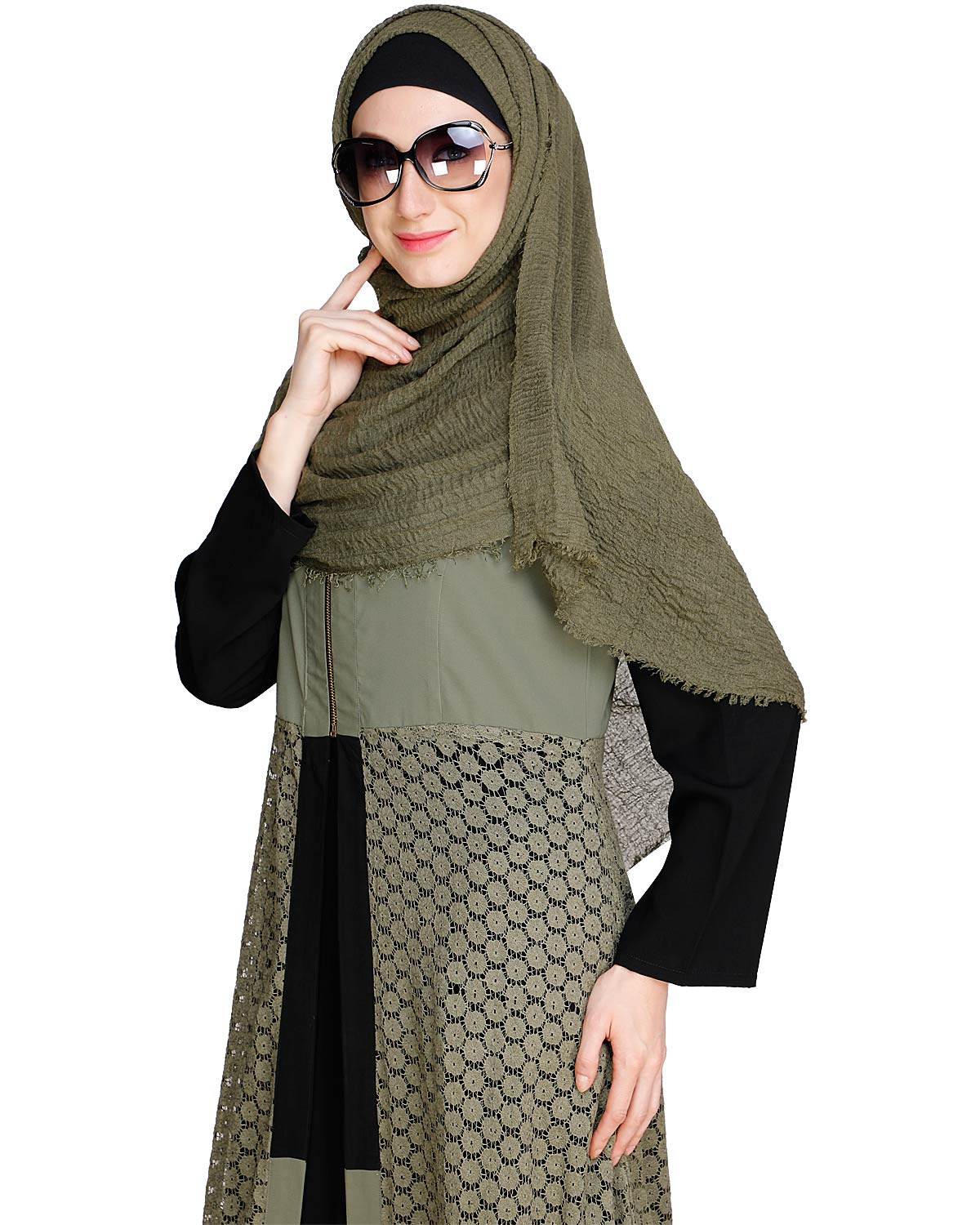 Lace Jacket Abaya Dead Mint