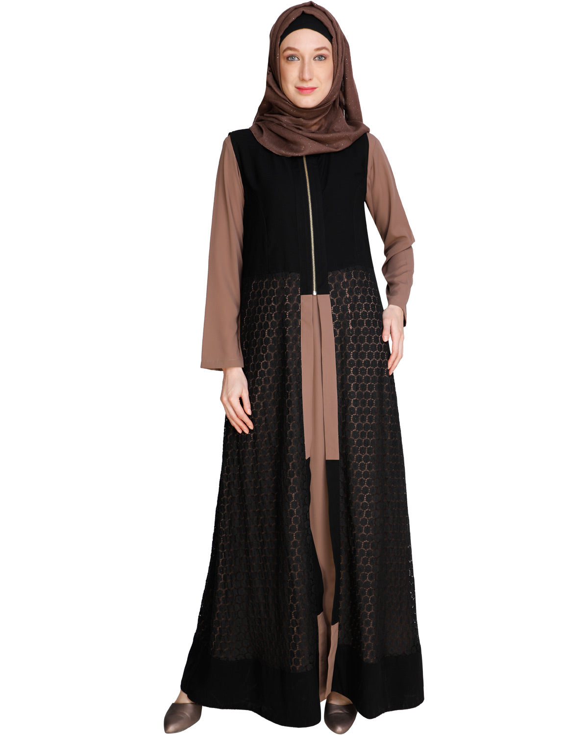 Lace Jacket Abaya Onion Pink