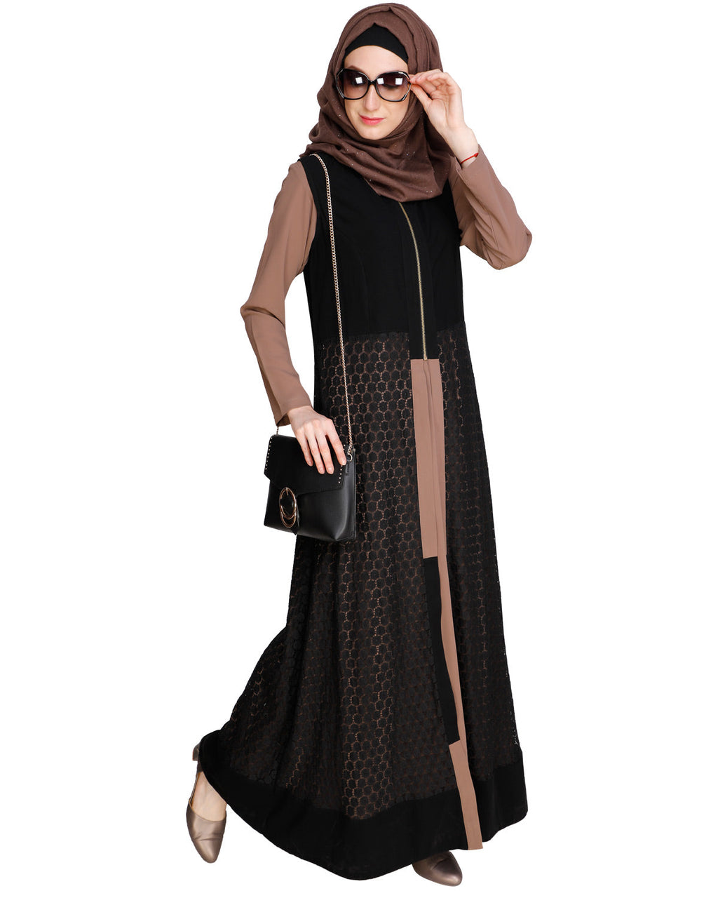 Lace Jacket Abaya Onion Pink