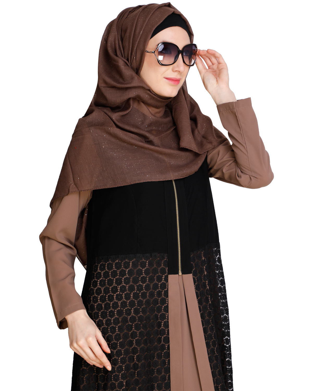 Lace Jacket Abaya Onion Pink