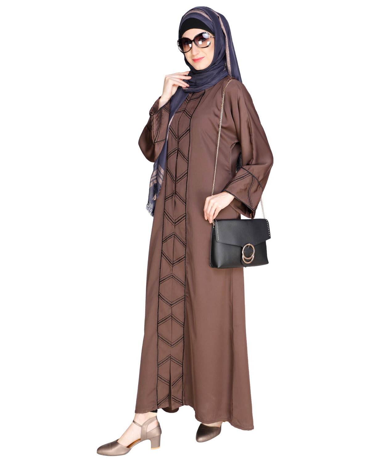 Classic Button down Abaya Brown