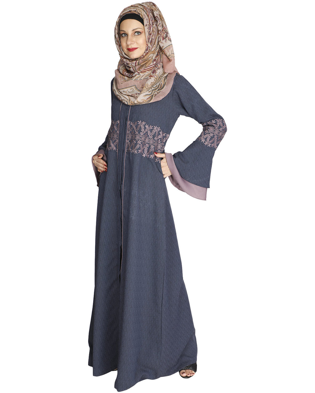 Jingle Bell Abaya Steel Blue