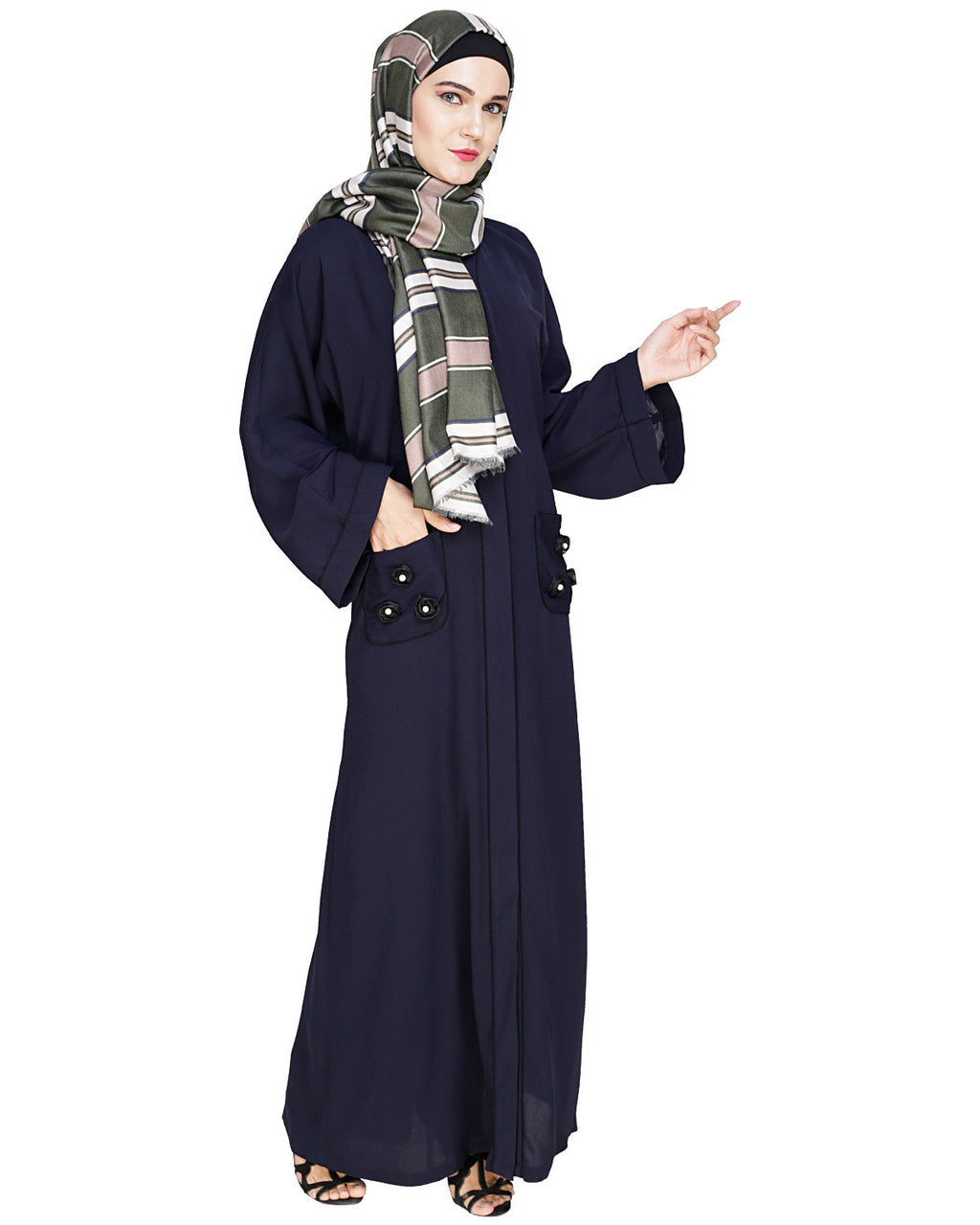 Classic Dubai Style Abaya Dark Blue