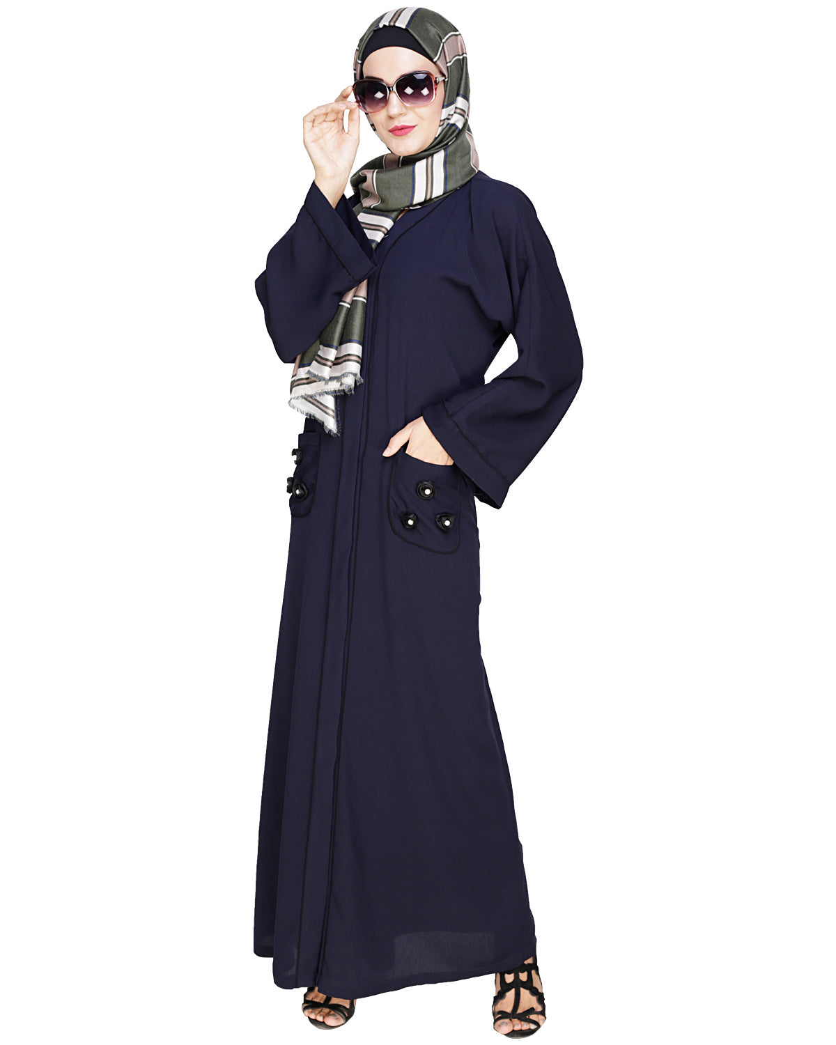 Classic Dubai Style Abaya Dark Blue
