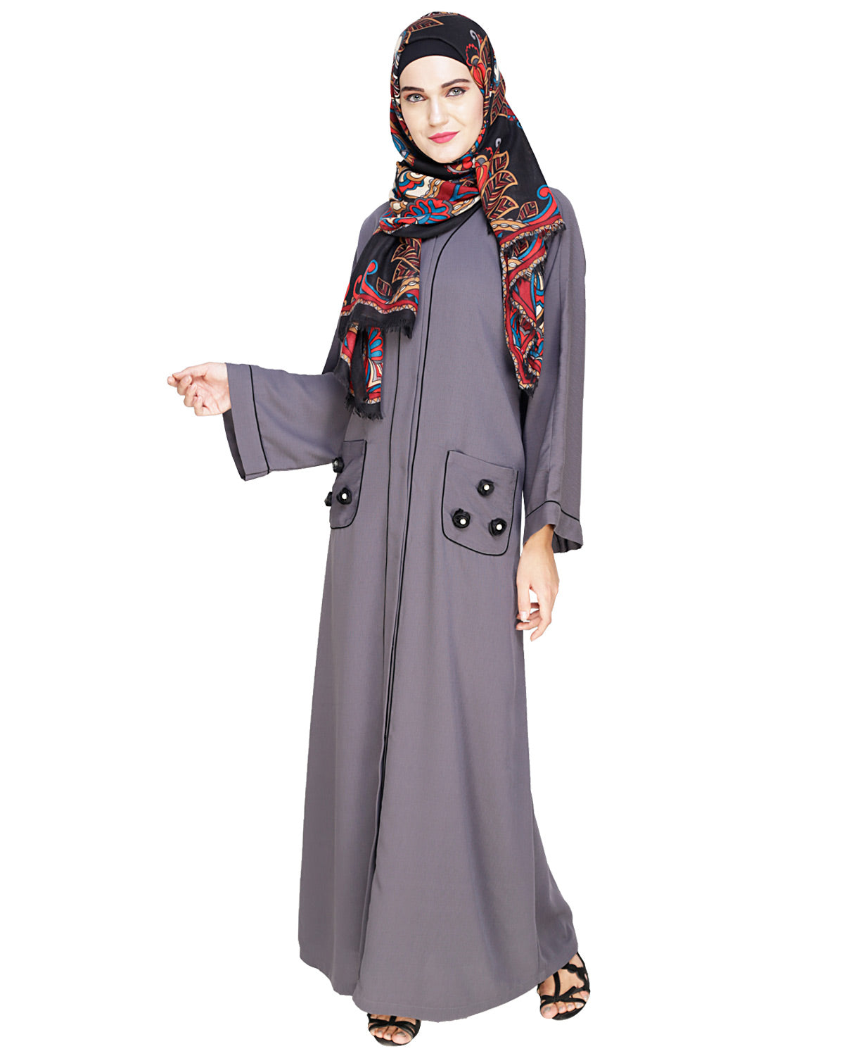Classic Dubai Style Abaya Grey