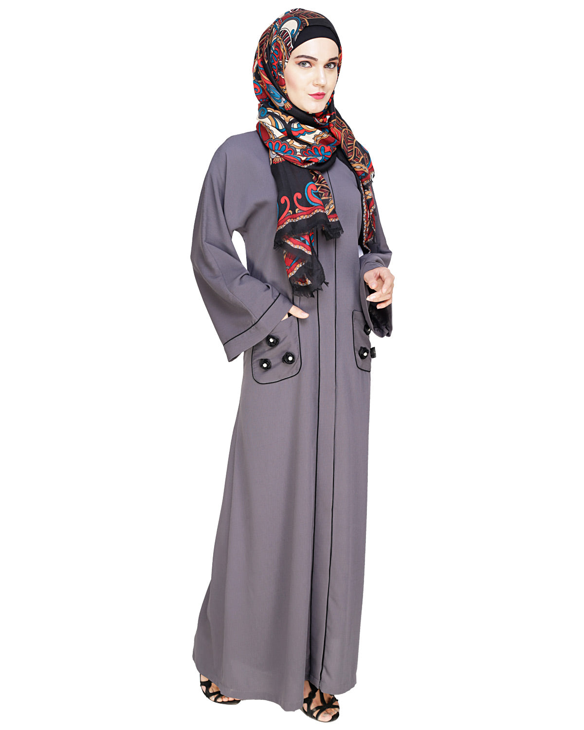 Classic Dubai Style Abaya Grey